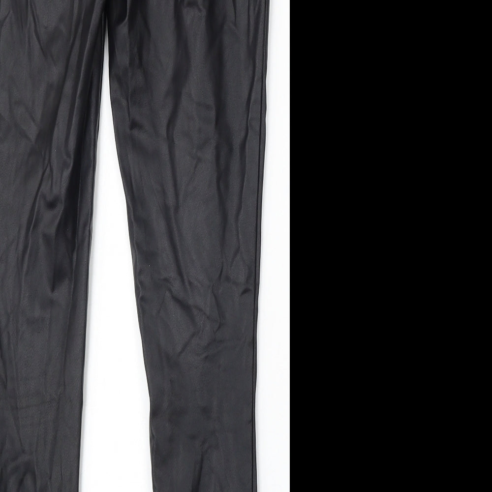 NEXT Womens Black Polyurethane Trousers Size 10 L28 in Regular