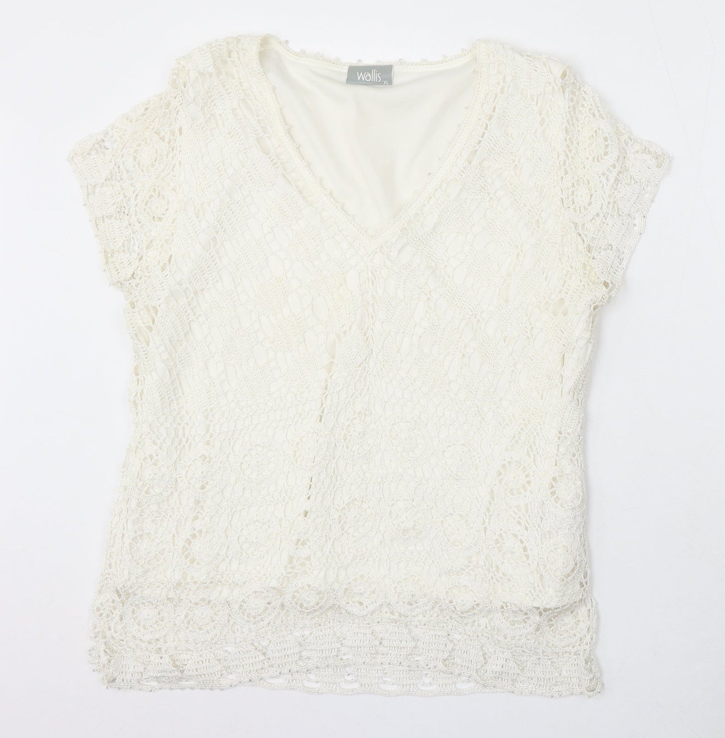 Wallis Womens Ivory V-Neck Viscose Pullover Jumper Size XL