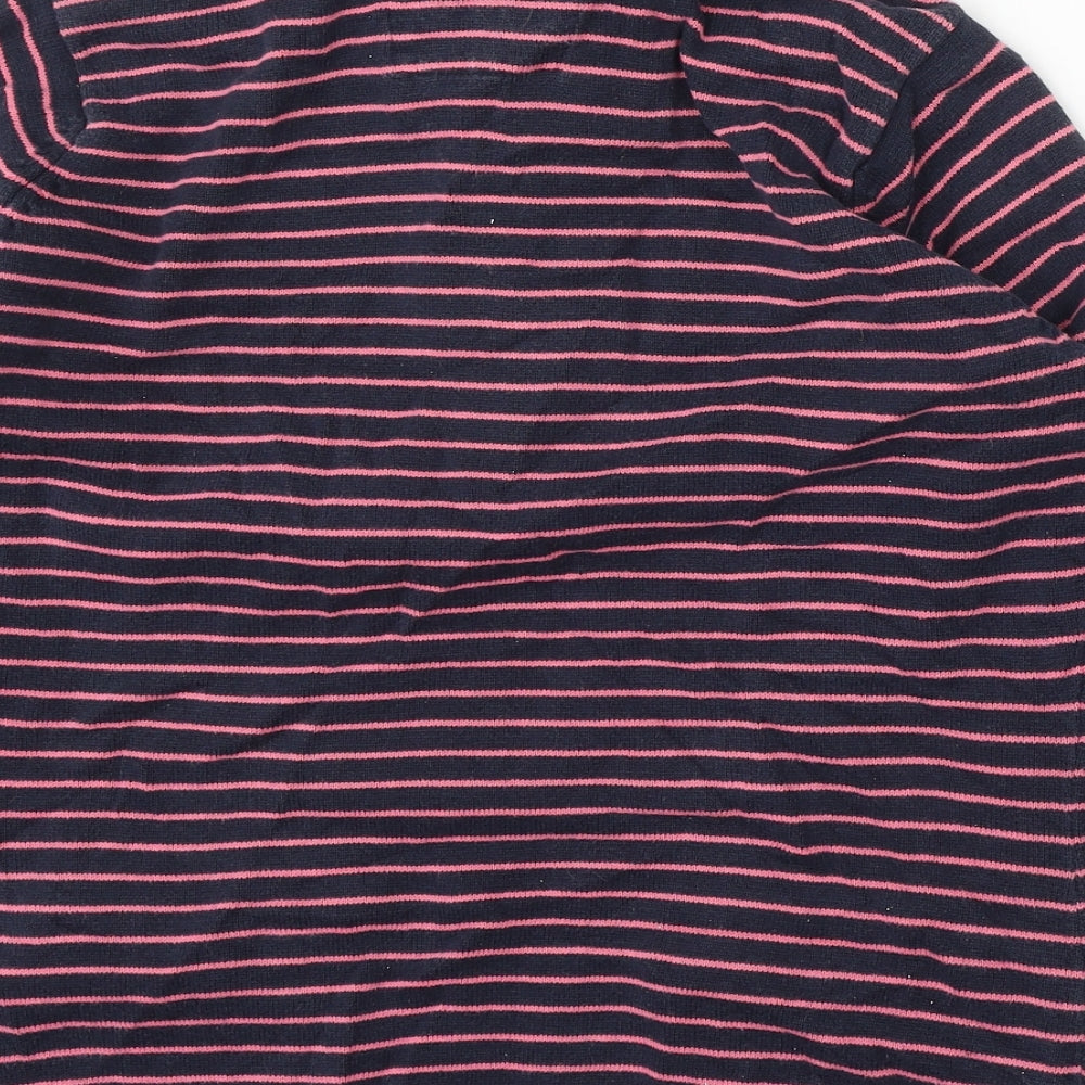 Original Blues Womens Blue Striped Cotton Pullover Sweatshirt Size M Zip