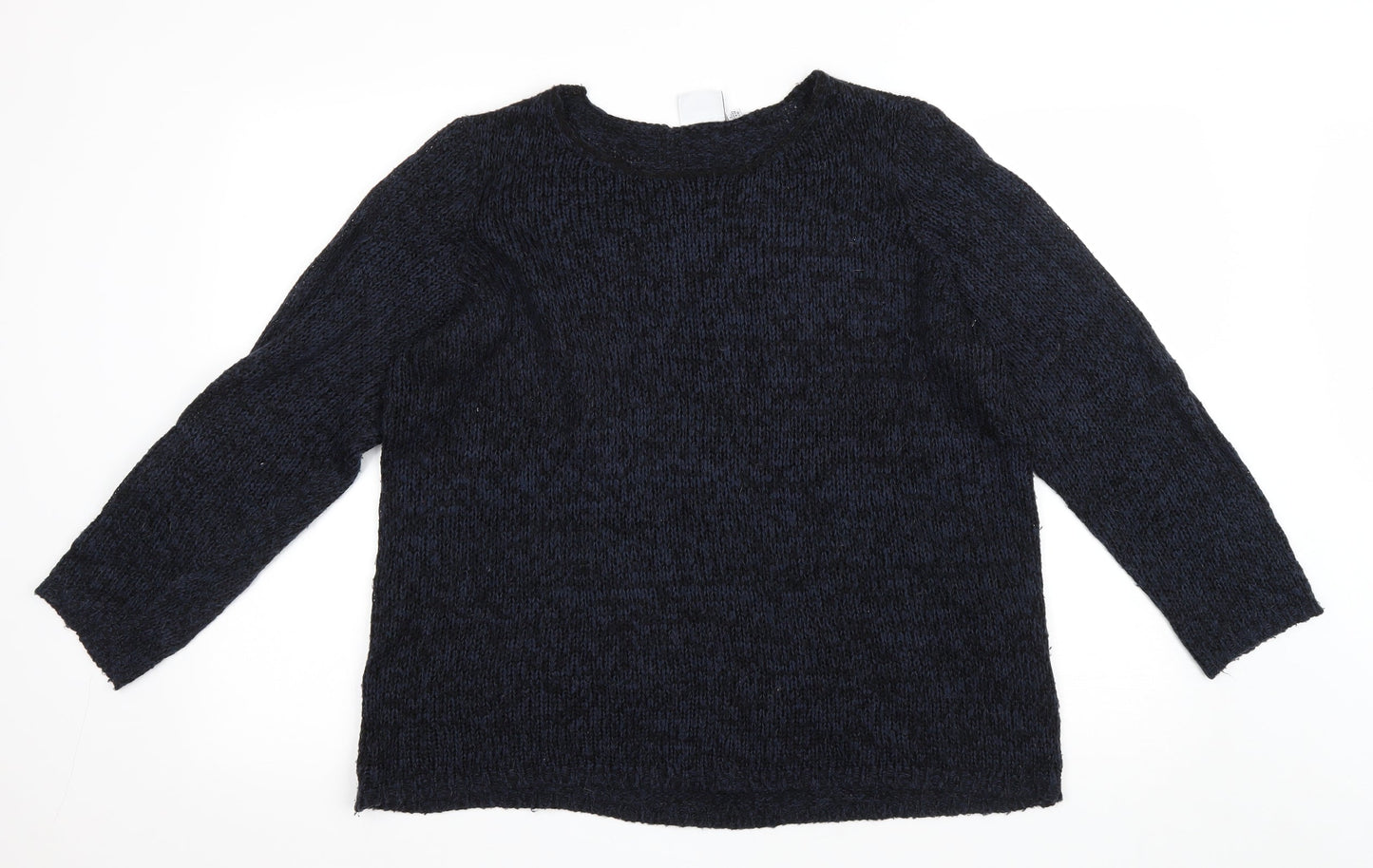 JUNAROSE Womens Blue Round Neck Acrylic Pullover Jumper Size M
