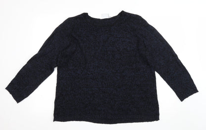 JUNAROSE Womens Blue Round Neck Acrylic Pullover Jumper Size M