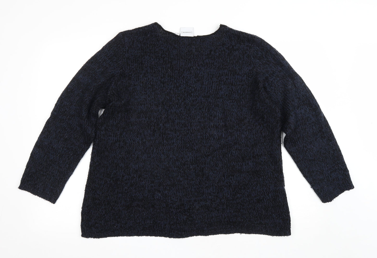JUNAROSE Womens Blue Round Neck Acrylic Pullover Jumper Size M