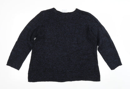 JUNAROSE Womens Blue Round Neck Acrylic Pullover Jumper Size M