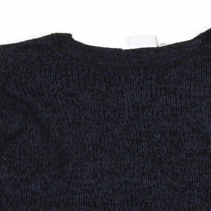JUNAROSE Womens Blue Round Neck Acrylic Pullover Jumper Size M