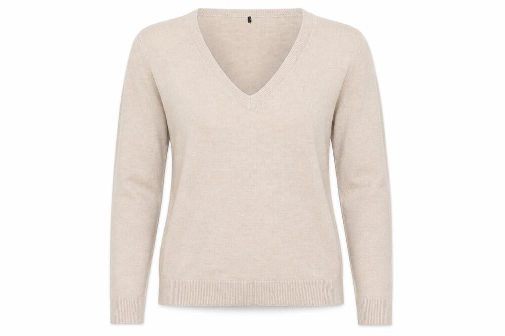 Atmosphere Womens Beige V-Neck Acrylic Pullover Jumper Size 6