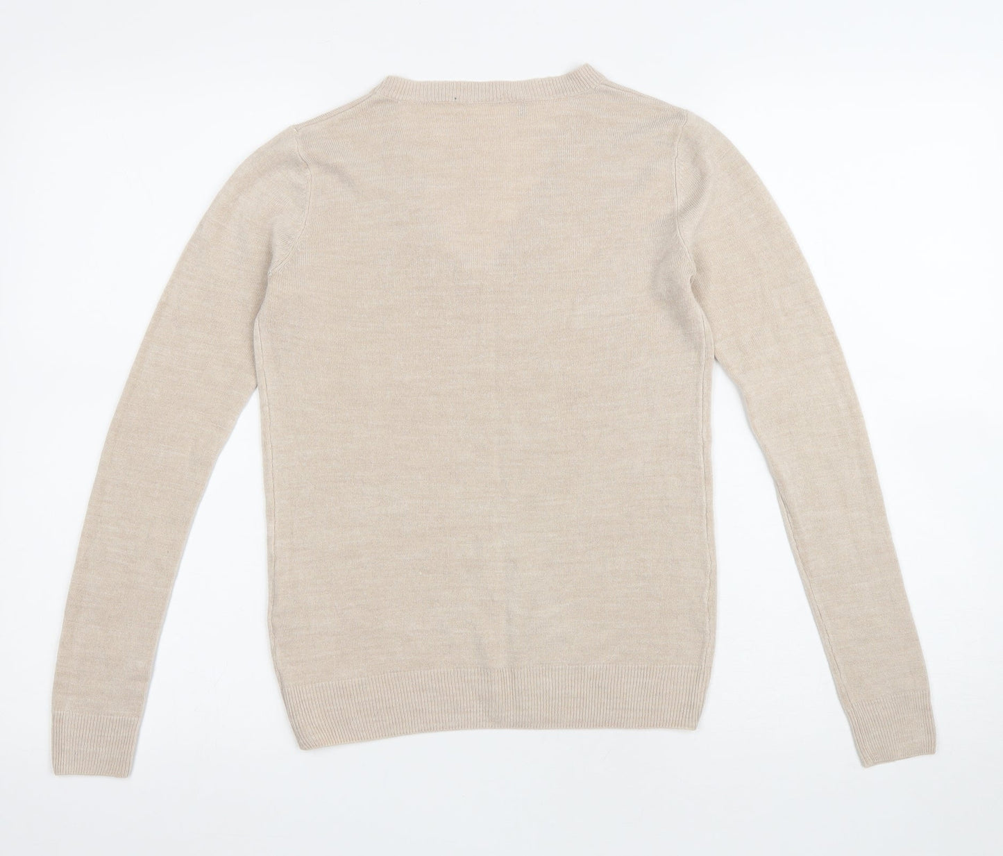 Atmosphere Womens Beige V-Neck Acrylic Pullover Jumper Size 6