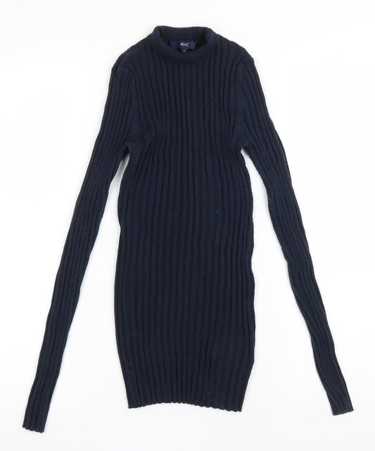 NEXT Womens Blue High Neck Nylon Pullover Jumper Size 8