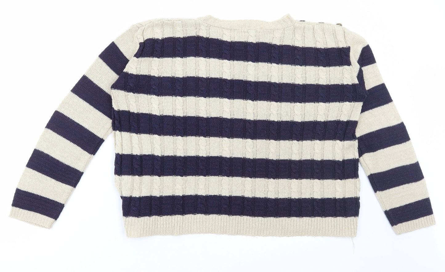 Exhibit Womens Multicoloured Round Neck Striped Acrylic Pullover Jumper Size S