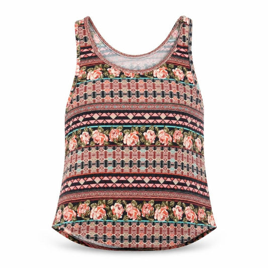 La Hearts Womens Multicoloured Floral Polyester Basic Tank Size XS Scoop Neck