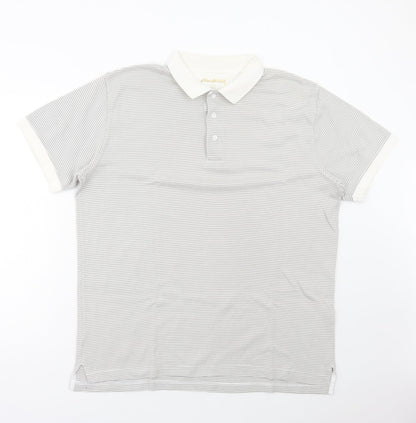 Eddie Bauer Womens Grey Striped Cotton Basic Polo Size L Collared