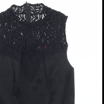 Only Womens Black Polyester Basic Blouse Size 14 Round Neck - Lace Detail, Peplum