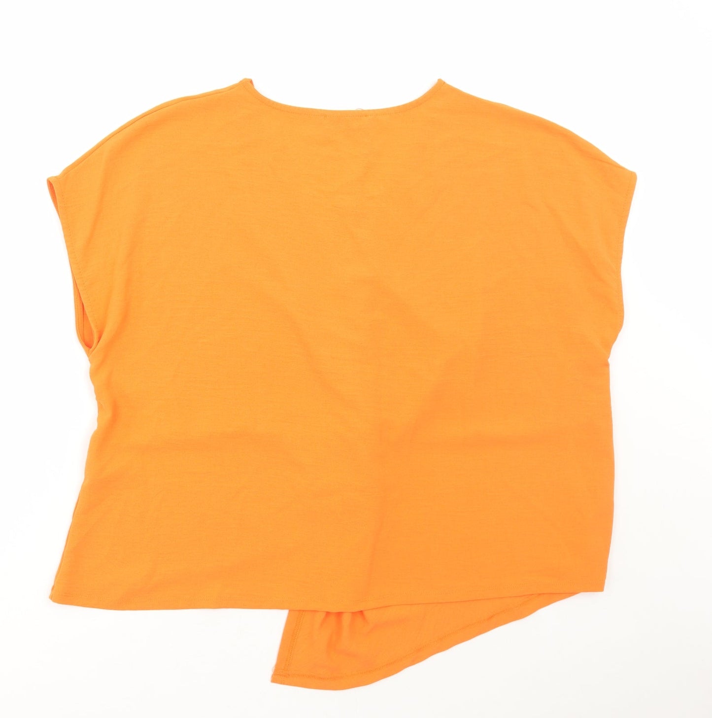 Gallery Womens Orange Polyester Basic Blouse Size XL V-Neck - Peplum