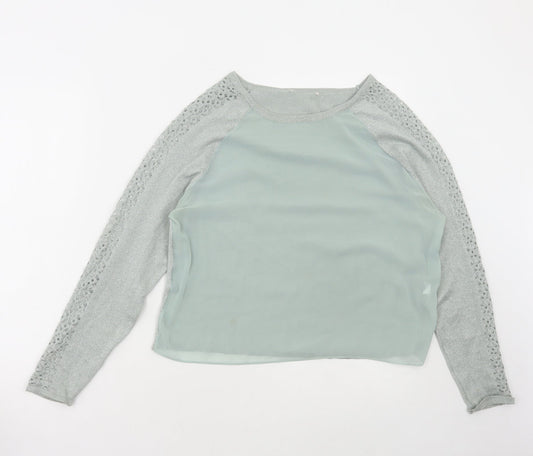 Preworn Womens Green Round Neck Acrylic Pullover Jumper Size M
