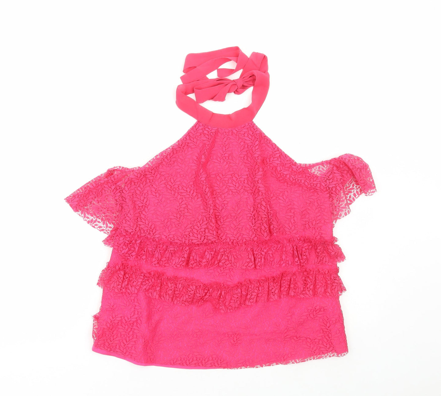 Golden Days Womens Pink Polyester Basic Blouse Size M Halter - Lace Detail