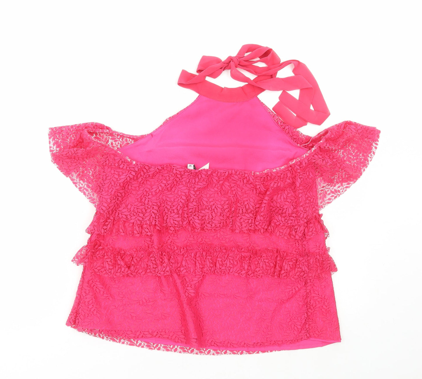 Golden Days Womens Pink Polyester Basic Blouse Size M Halter - Lace Detail