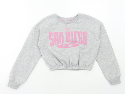 MISS EVIE Girls Grey Polyester Pullover Sweatshirt Size 9-10 Years Pullover - San Diego