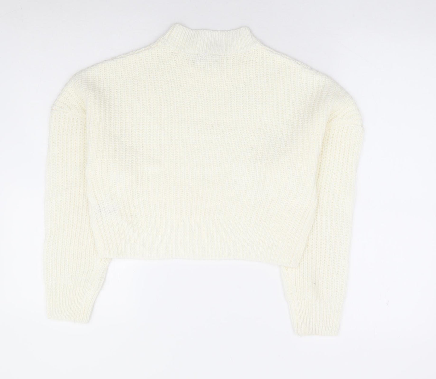 Pep & Co Girls Ivory Mock Neck Acrylic Pullover Jumper Size 10-11 Years Pullover - Cropped