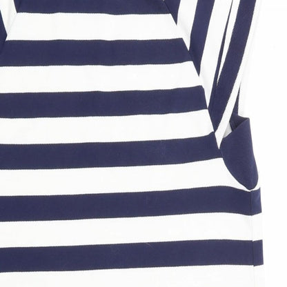 Next Womens Blue Striped Cotton Shift Size 12 Round Neck Pullover