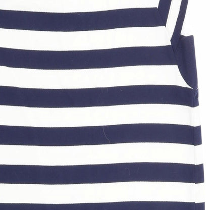 Next Womens Blue Striped Cotton Shift Size 12 Round Neck Pullover