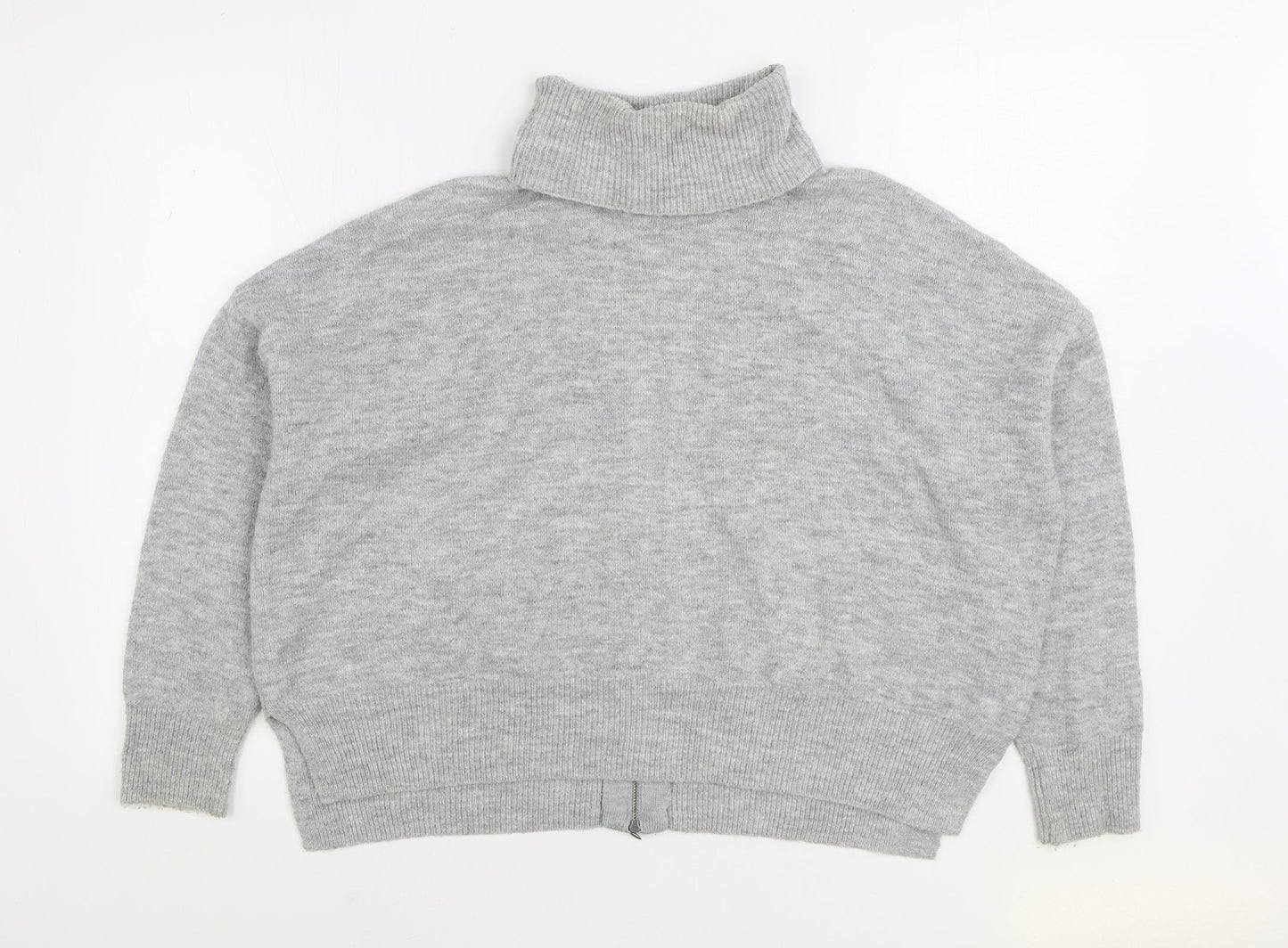 Topshop Womens Grey Roll Neck Acrylic Pullover Jumper Size 10