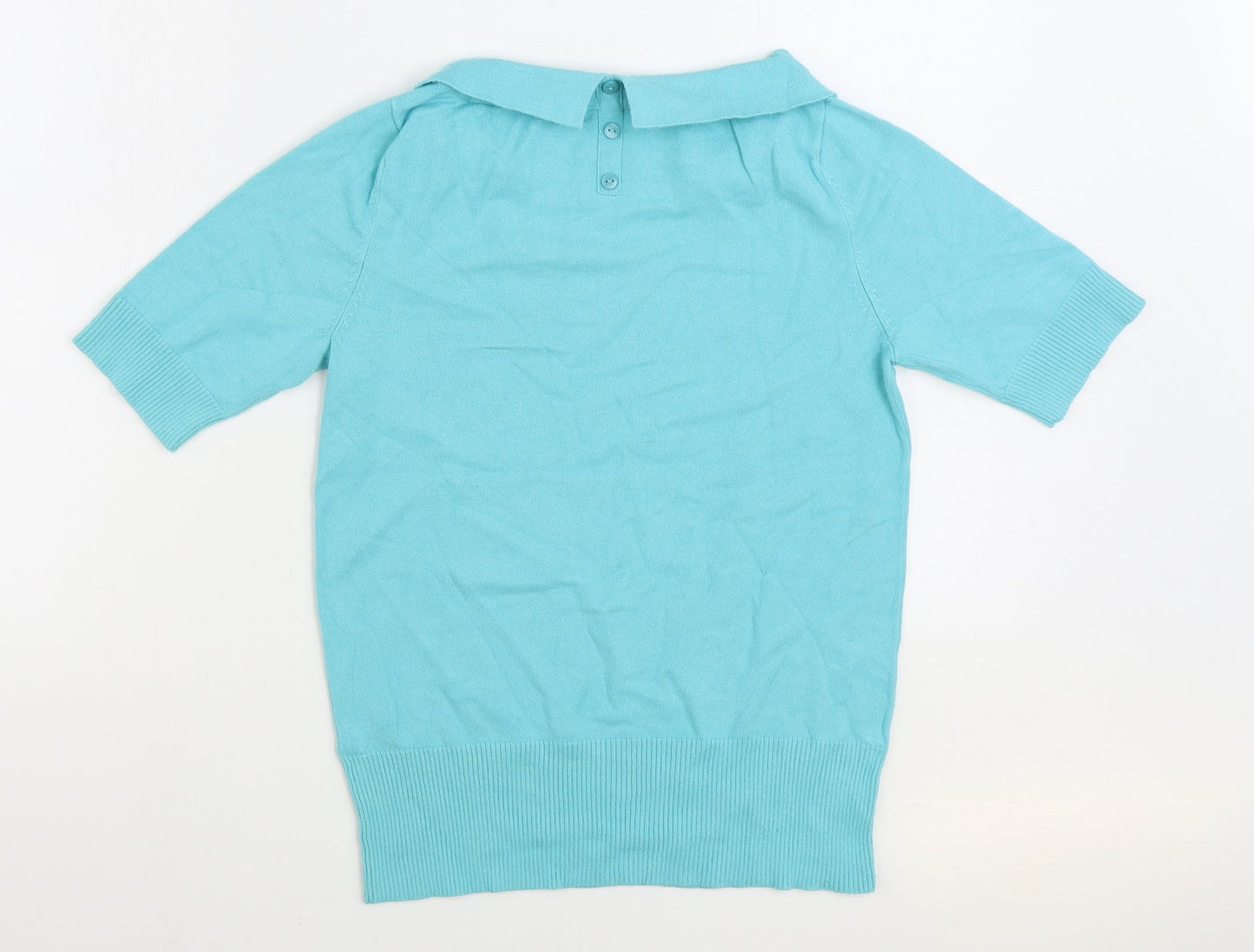 M&Co. Womens Blue Roll Neck Viscose Pullover Jumper Size 12