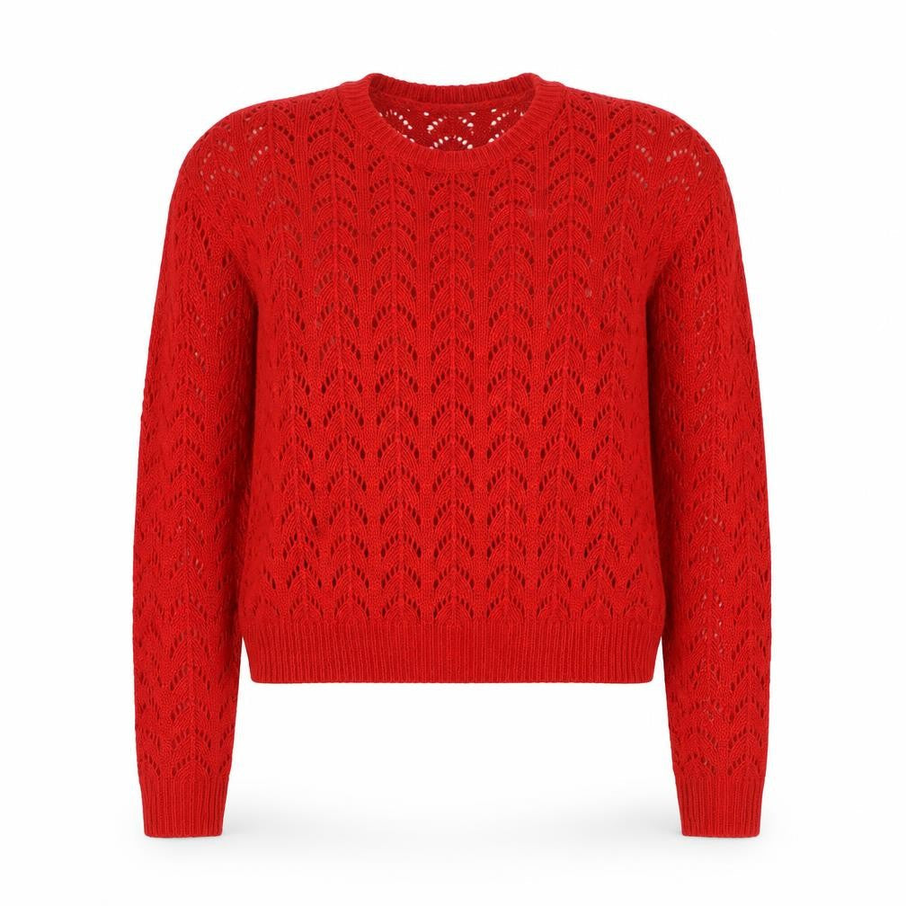 Divided by H&M Womens Red Round Neck Acrylic Pullover Jumper Size XS