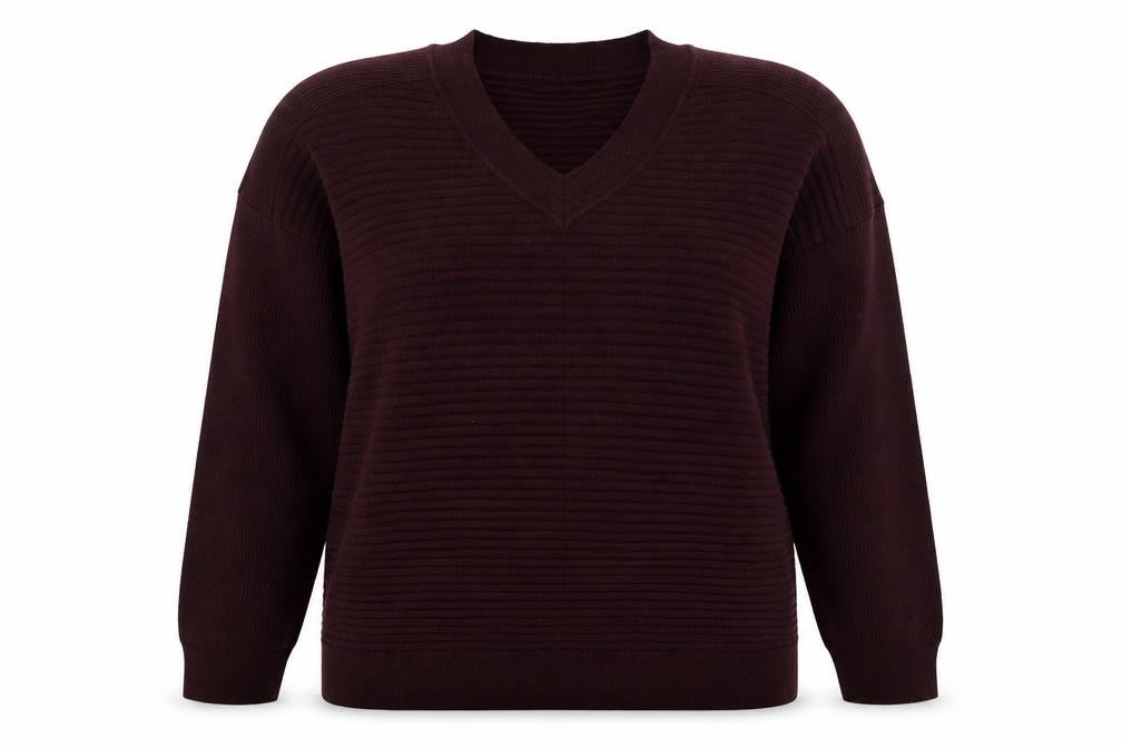 F&F Womens Purple V-Neck Viscose Pullover Jumper Size 14
