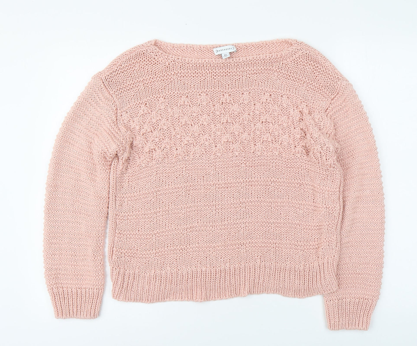 Warehouse Womens Pink Round Neck Acrylic Pullover Jumper Size 12