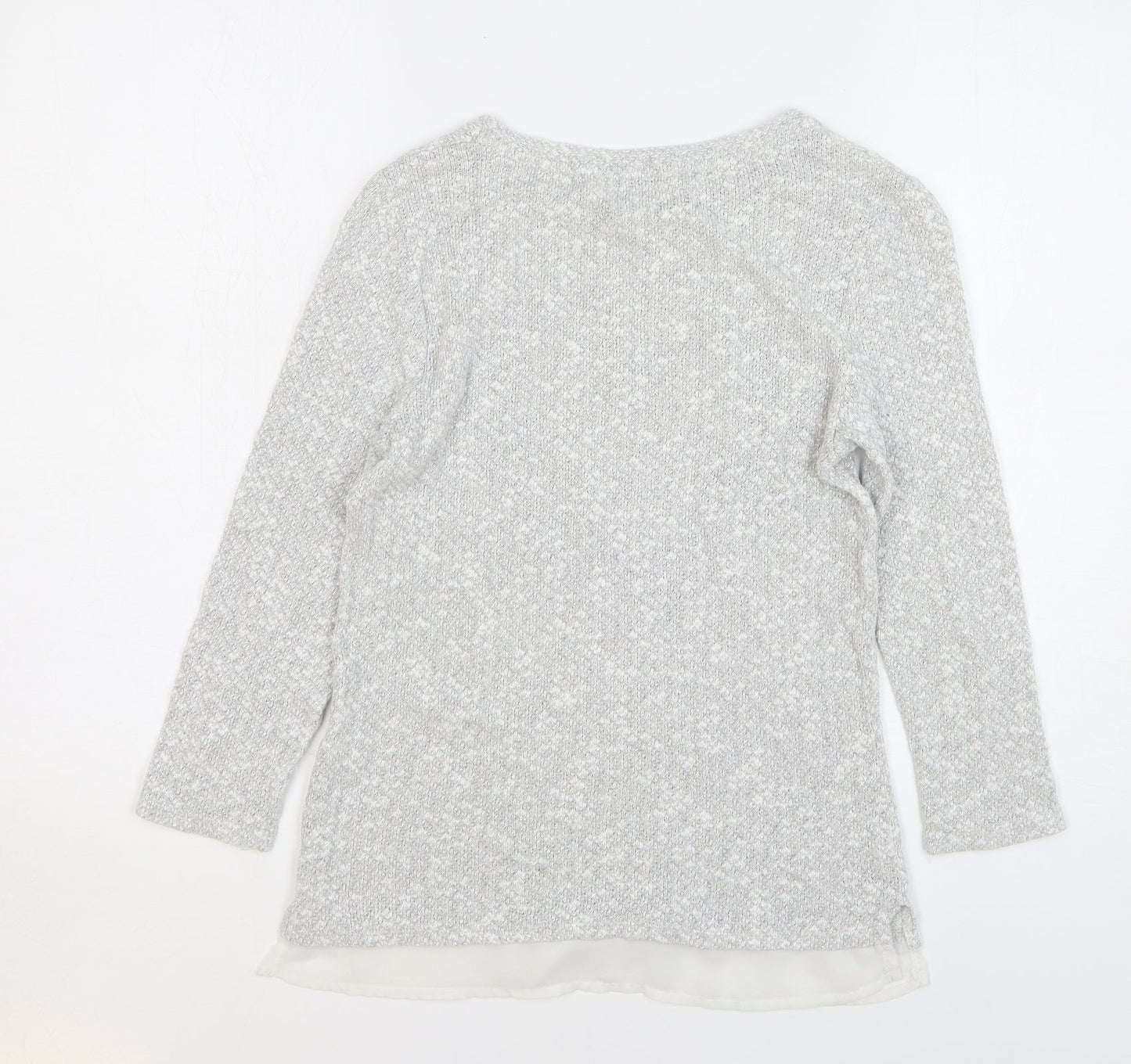 TU Womens Grey Round Neck Cotton Pullover Jumper Size 8 - Love Heart