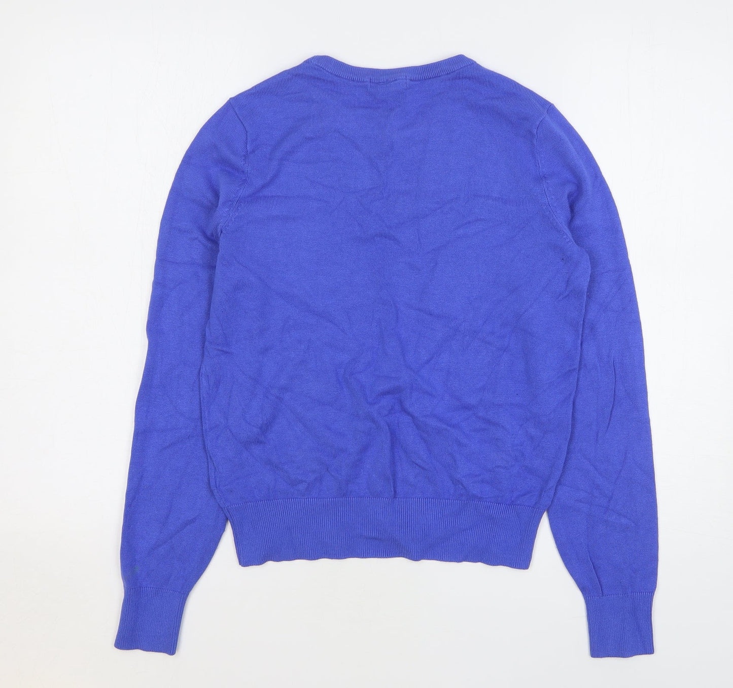 H&M Womens Blue Round Neck Viscose Pullover Jumper Size S