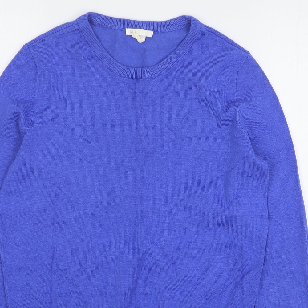 H&M Womens Blue Round Neck Viscose Pullover Jumper Size S