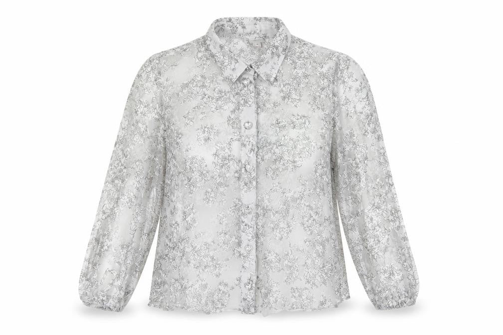 River Island Womens White Floral Polyester Basic Button-Up Size 10 Collared
