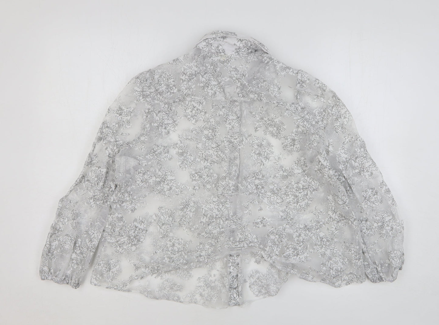 River Island Womens White Floral Polyester Basic Button-Up Size 10 Collared