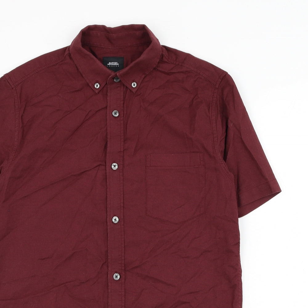 Burton Mens Red Cotton Button-Up Size S Collared Button