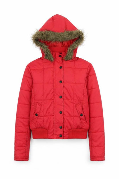 South Womens Red Quilted Coat Size 8 Zip