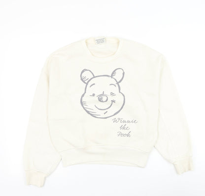 Preloved Primark Womens White Polyester Pullover Sweatshirt Size 6 Pullover - Winnie The Pooh - Front