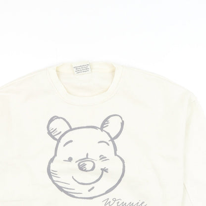 Preloved Primark Womens White Polyester Pullover Sweatshirt Size 6 Pullover - Winnie The Pooh - Detail