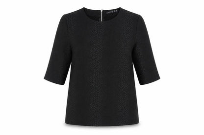 Atmosphere Womens Black Animal Print Polyester Basic Blouse Size 8 Round Neck