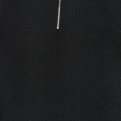 Atmosphere Womens Black Animal Print Polyester Basic Blouse Size 8 Round Neck