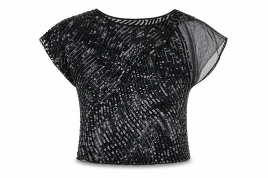 Central Park Womens Black Nylon Basic T-Shirt Size 8 Round Neck