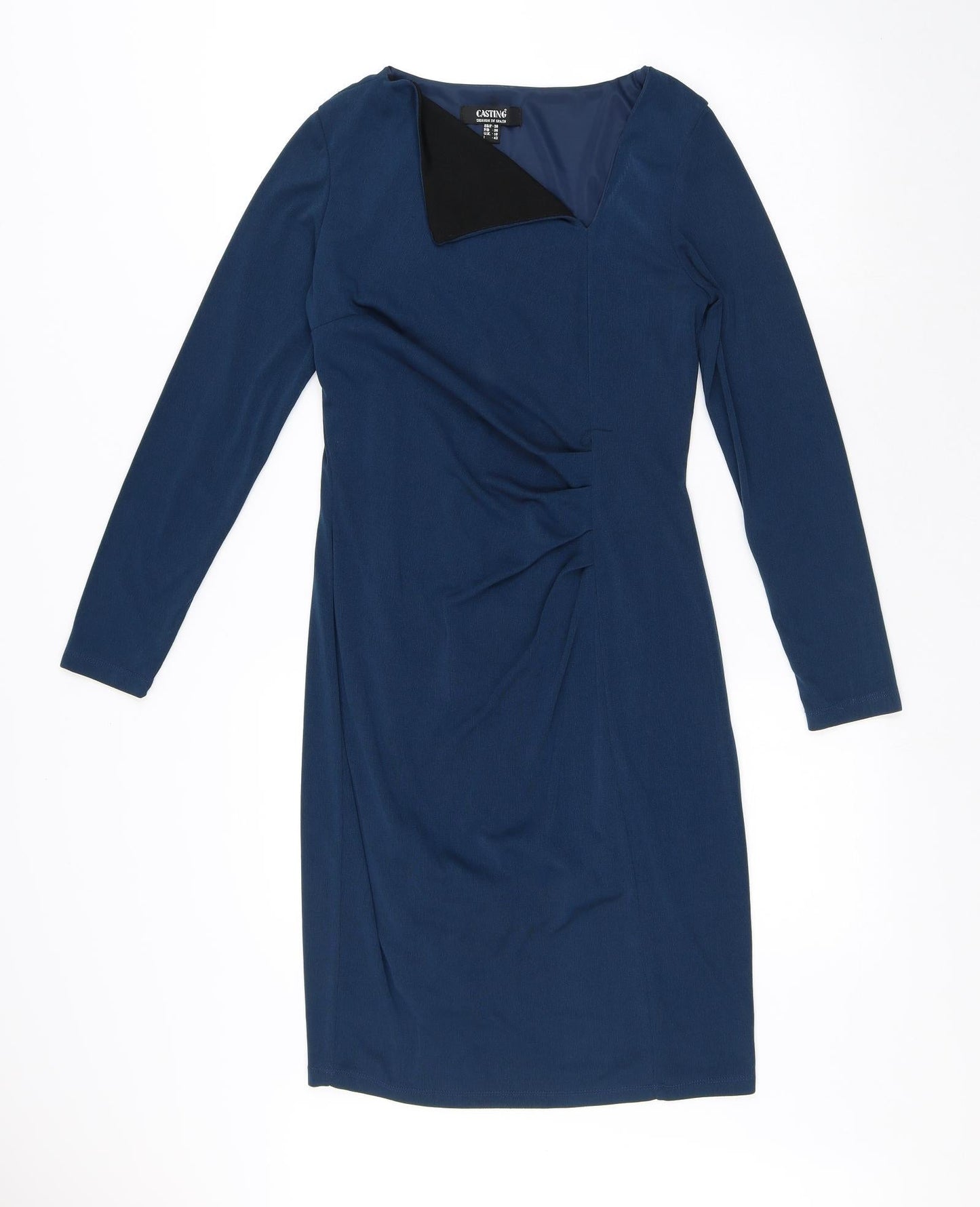 Casting Womens Blue Polyester A-Line Size 10 V-Neck
