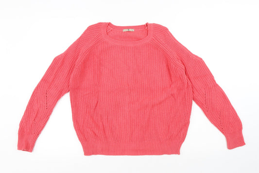 TU Womens Pink Round Neck Cotton Pullover Jumper Size 10