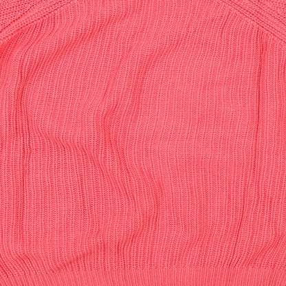 Tu Womens Pink Round Neck Cotton Pullover Jumper Size 10