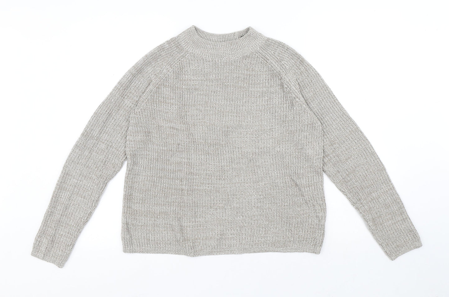 H&M Womens Beige Round Neck Acrylic Pullover Jumper Size S