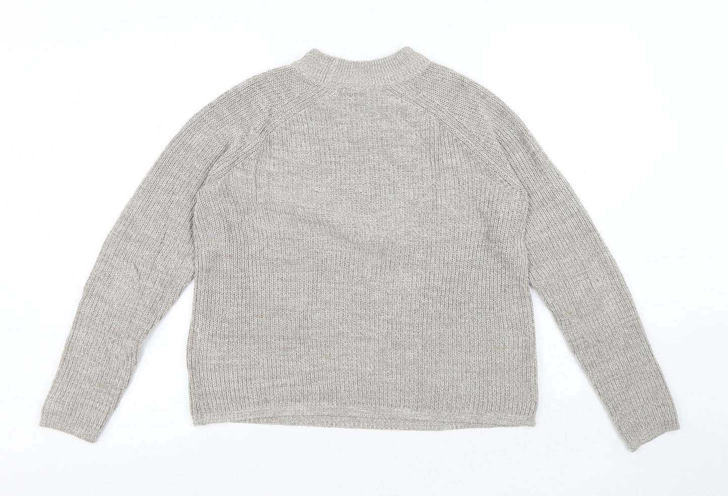 H&M Womens Beige Round Neck Acrylic Pullover Jumper Size S