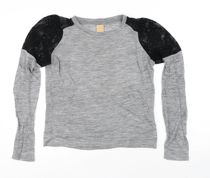 Zara Womens Grey Polyester Basic T-Shirt Size S Round Neck