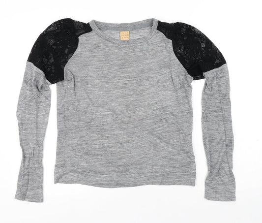 Zara Womens Grey Polyester Basic T-Shirt Size S Round Neck