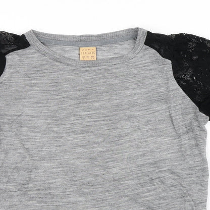 Zara Womens Grey Polyester Basic T-Shirt Size S Round Neck