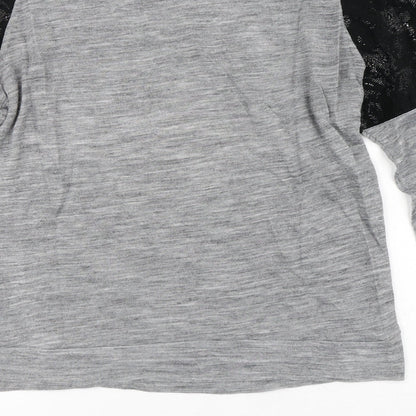 Zara Womens Grey Polyester Basic T-Shirt Size S Round Neck