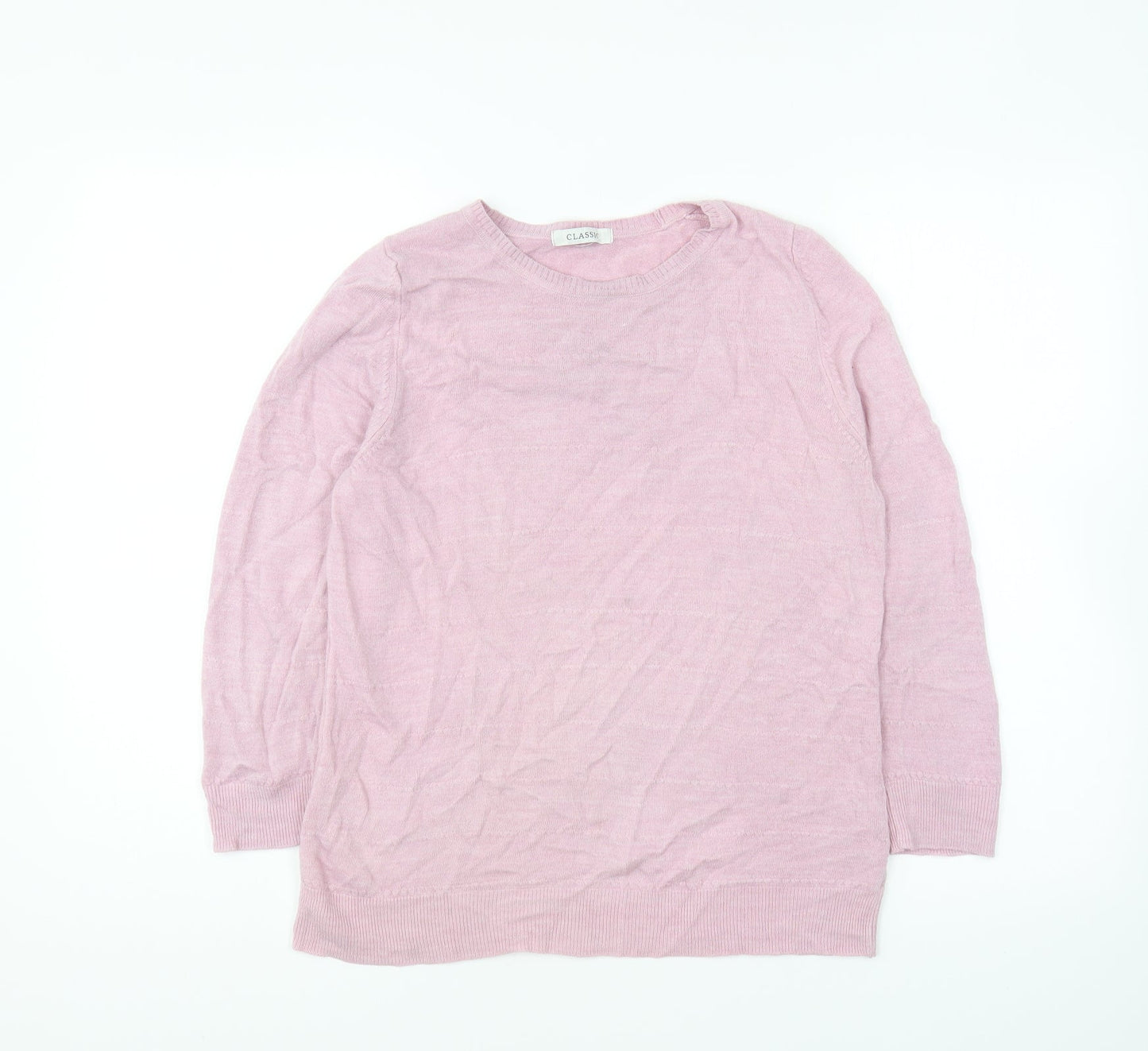 Marks and Spencer Womens Pink Round Neck Acrylic Pullover Jumper Size 14
